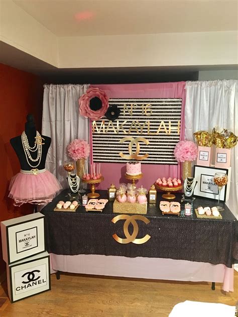 sweet 16 chanel themed party|chanel theme birthday party.